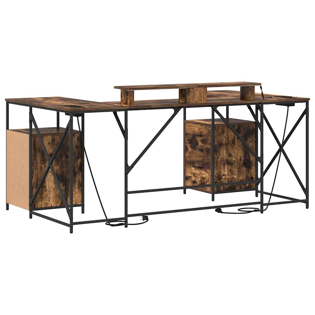 Bureau Chêne fumé 182 x 101 x 87.5 cm Bois d'ingénierie - XIOS