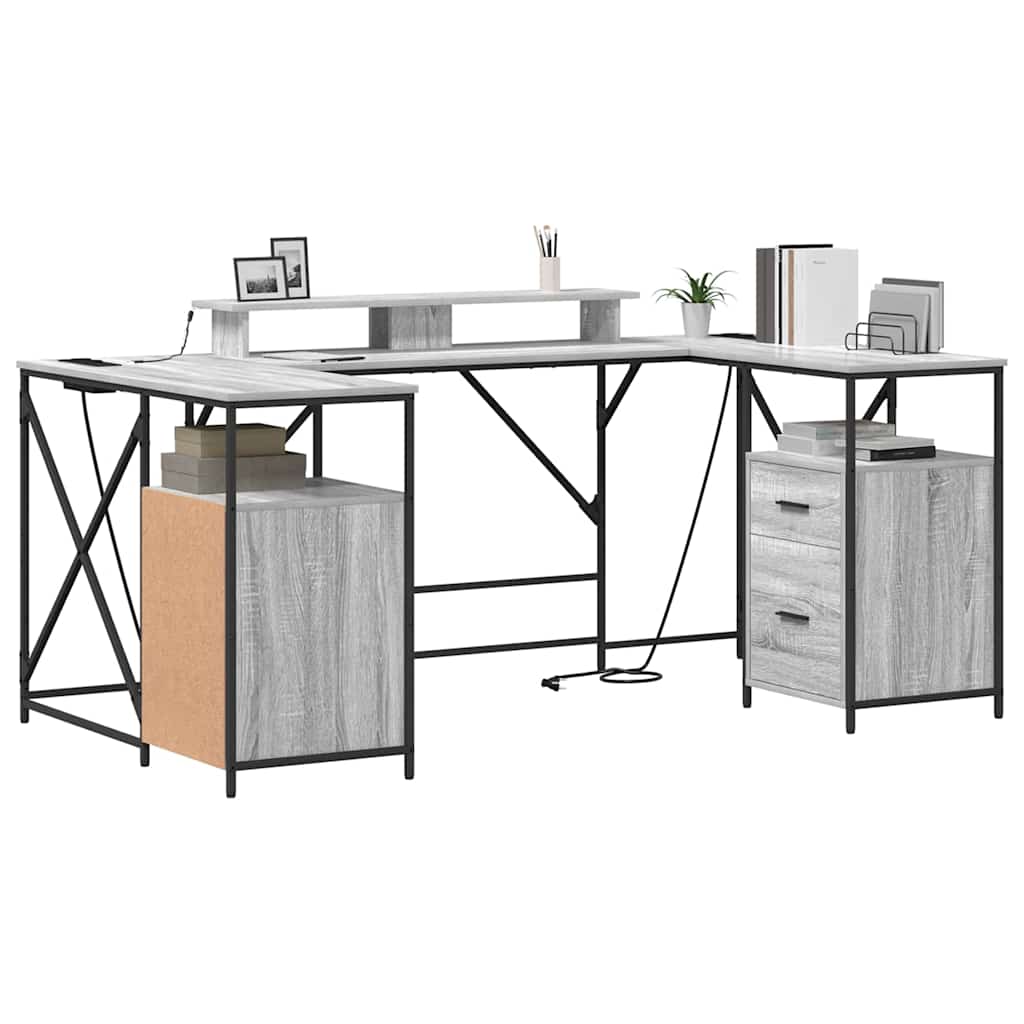 Bureau Sonoma gris 182 x 101 x 87.5 cm Bois d'ingénierie - XIOS