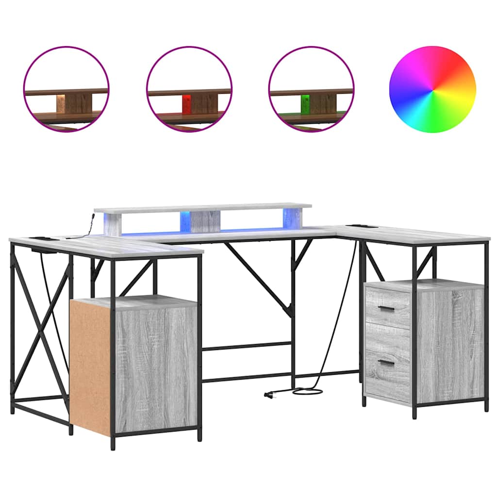 Bureau Sonoma gris 182 x 101 x 87.5 cm Bois d'ingénierie - XIOS
