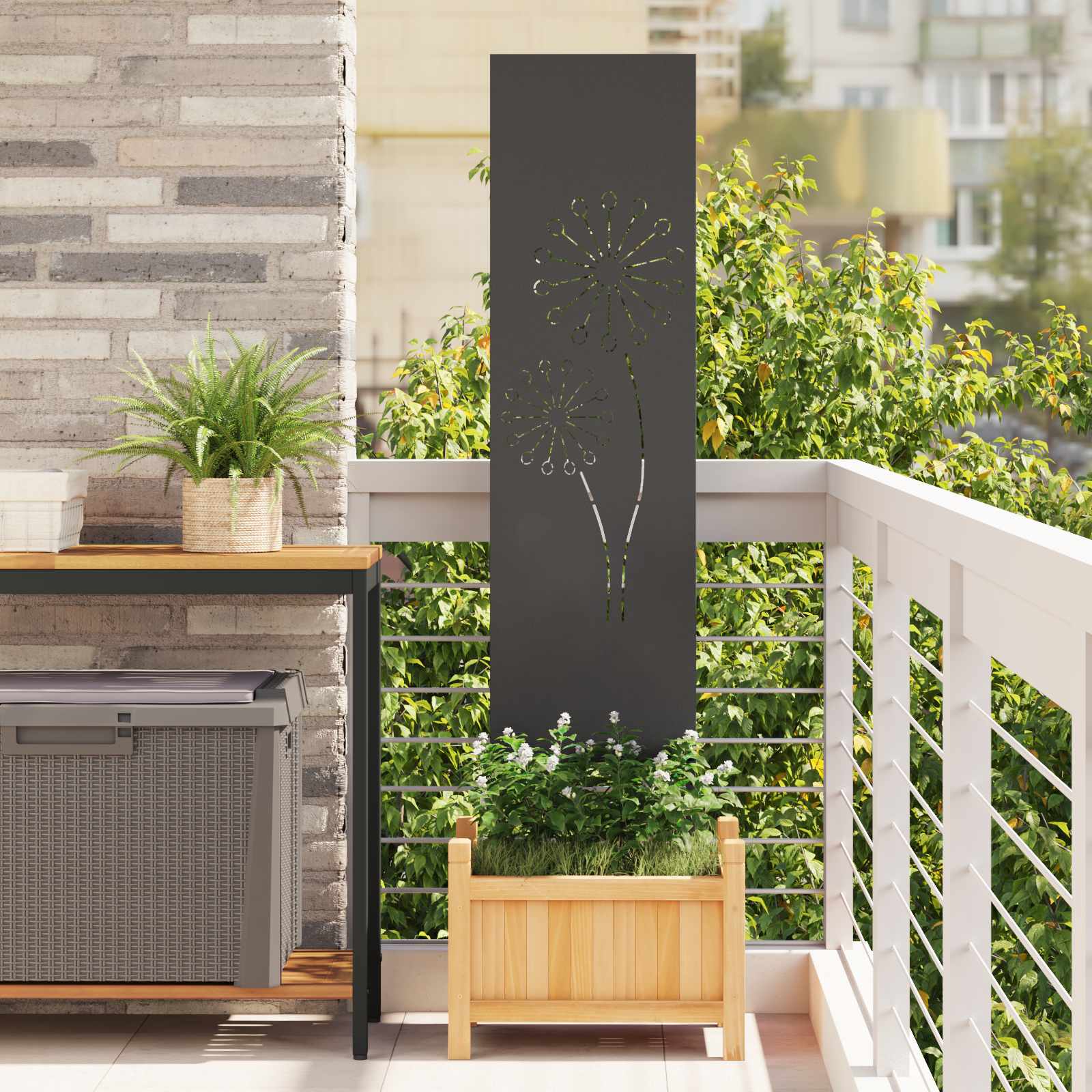 Écran de confidentialité de jardin Fretwork Noir 32 x 140 cm - XIOS