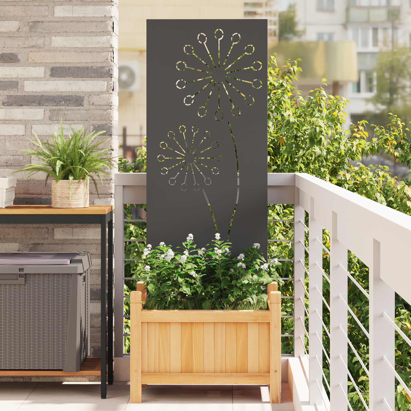 Écran de confidentialité de jardin Fretwork Noir 50 x 140 cm - XIOS