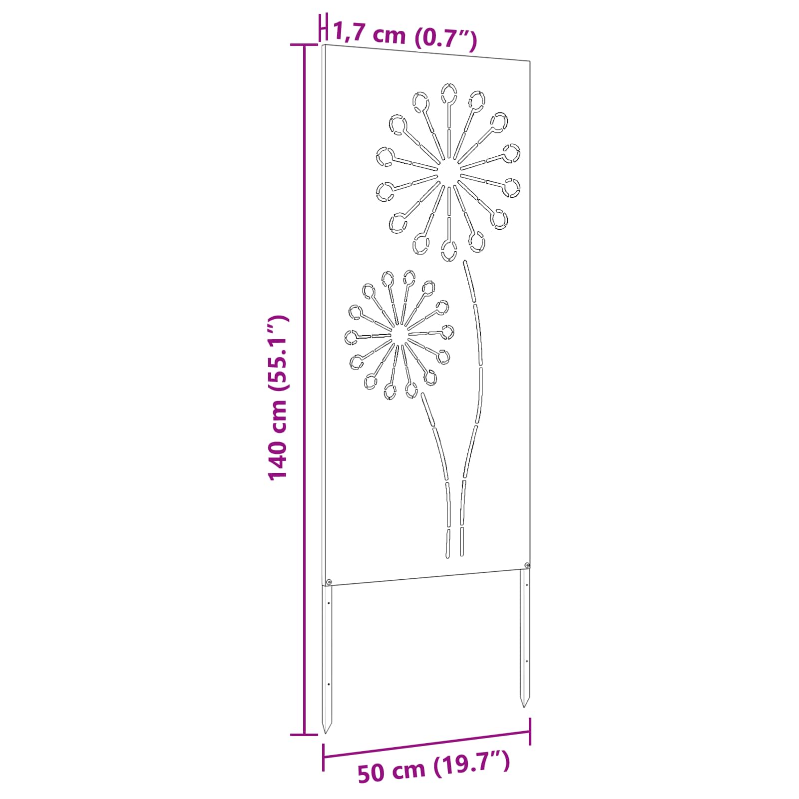 Écran de confidentialité de jardin Fretwork Noir 50 x 140 cm - XIOS