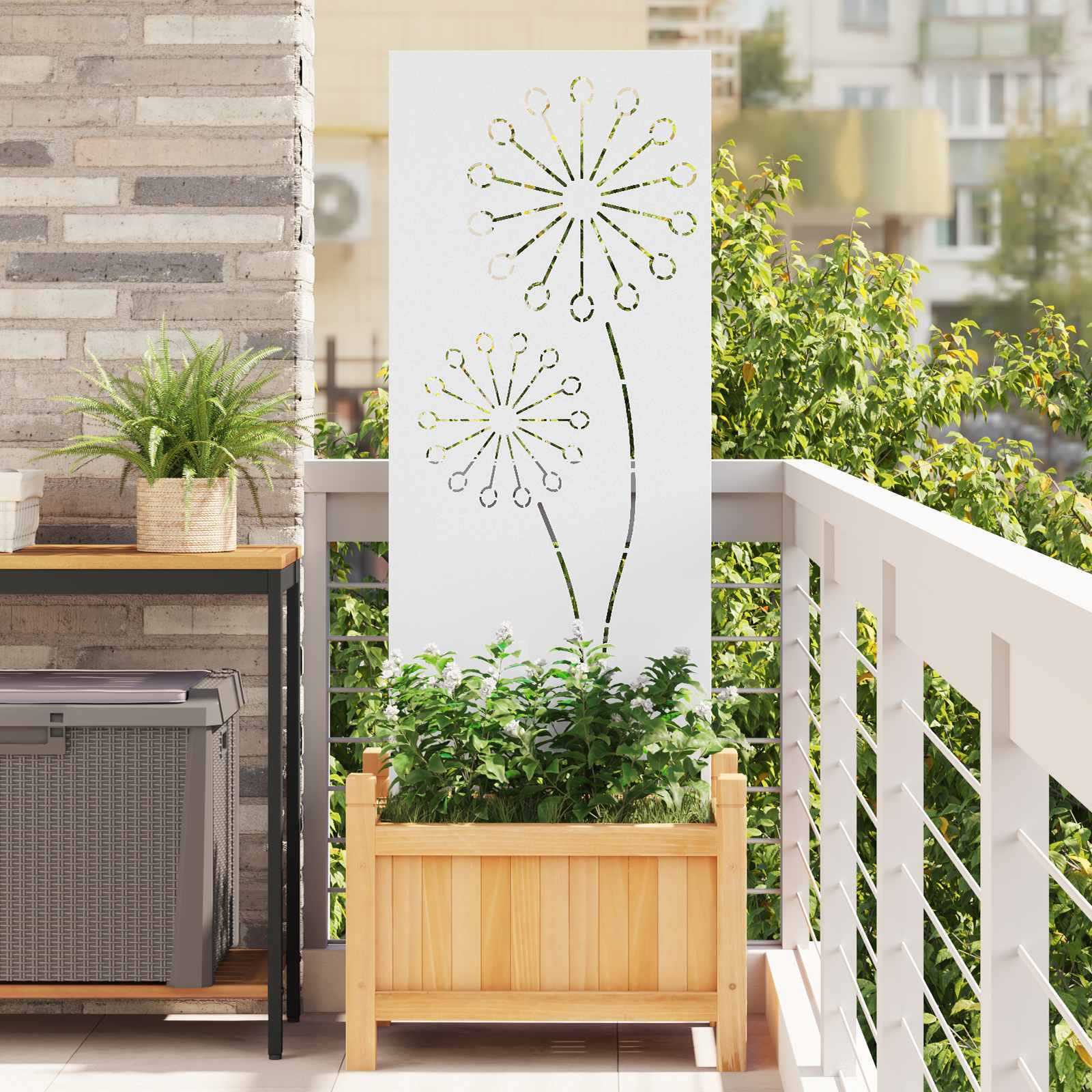 Écran de confidentialité de jardin Fretwork Blanc 50 x 140 cm - XIOS