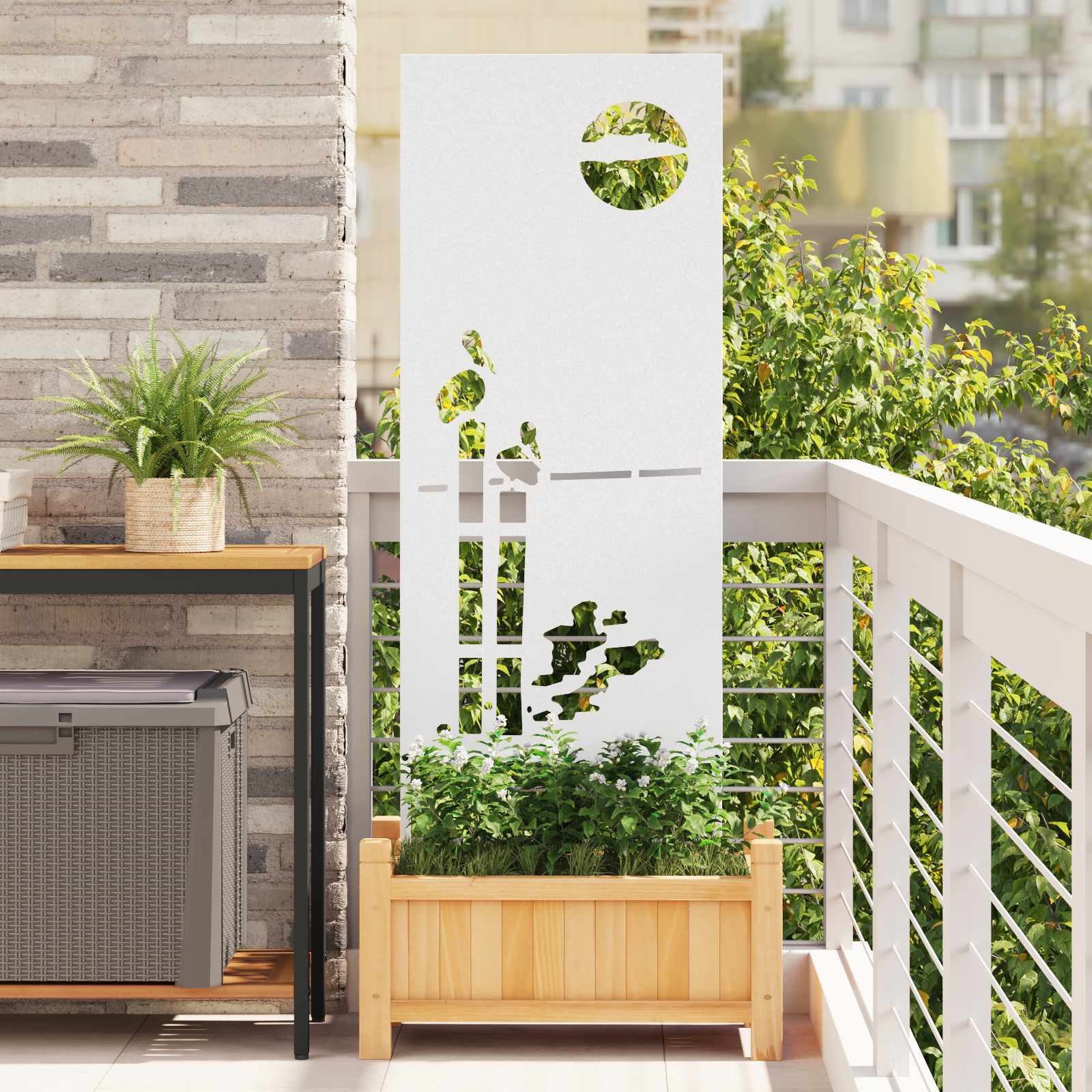 Écran de confidentialité de jardin Fretwork Blanc 50 x 140 cm - XIOS
