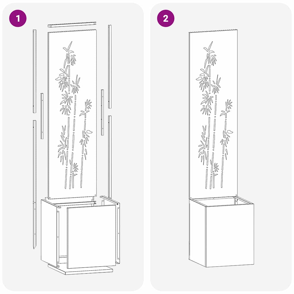 Jardinier avec Panneau Décoratif Argent 32 x 140 cm - XIOS