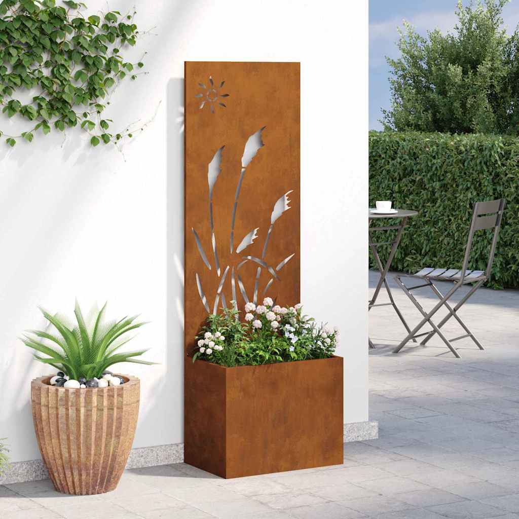Jardinier avec Panneau Décoratif Rouillé 50 x 140 cm - XIOS