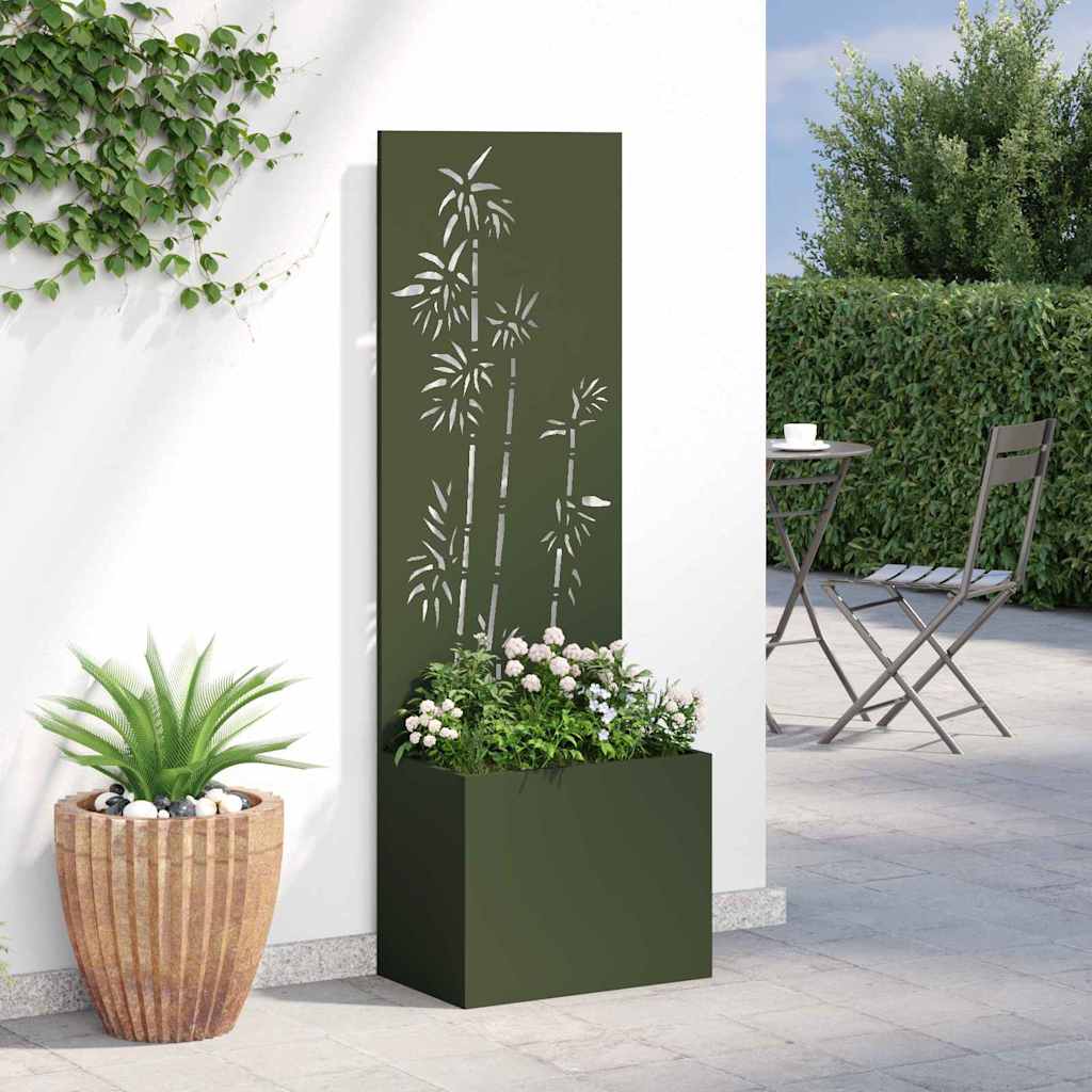 Jardinier avec Panneau Décoratif Vert olive 50 x 140 cm - XIOS