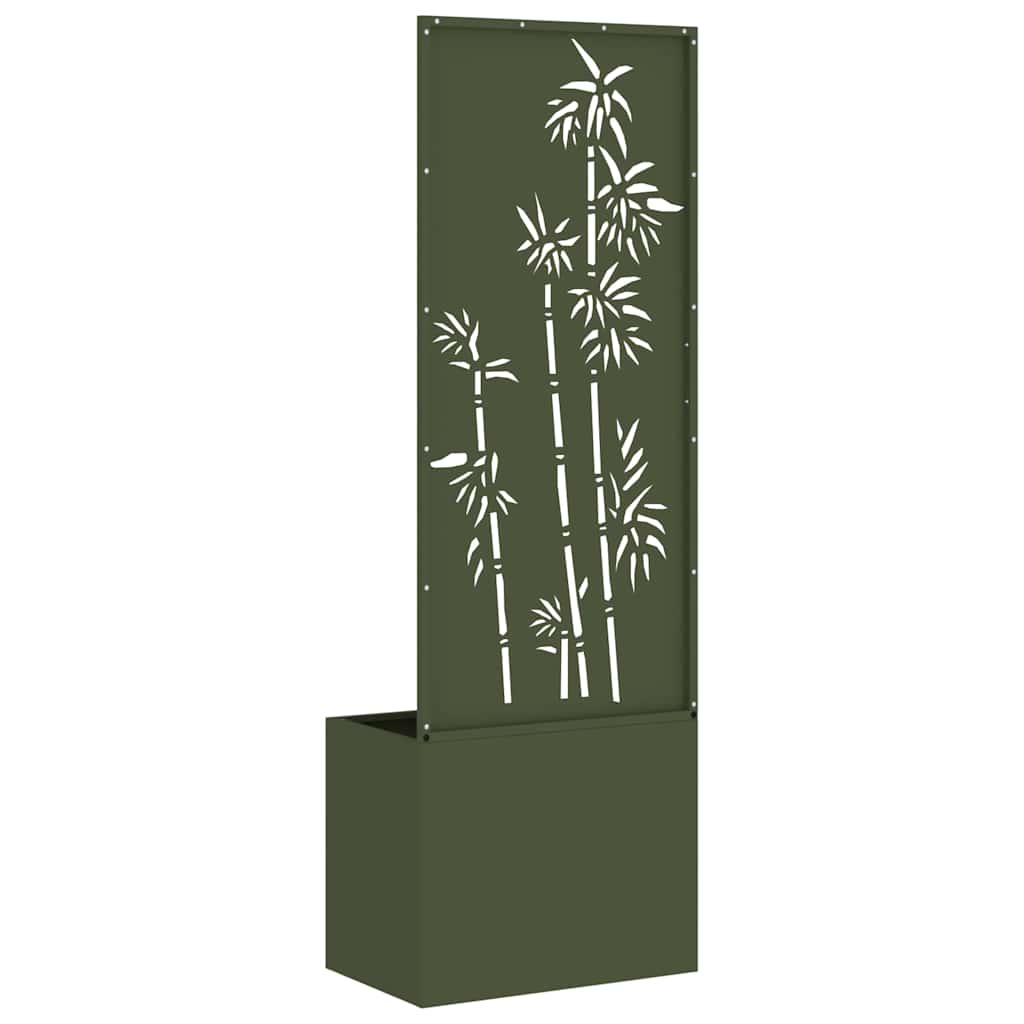 Jardinier avec Panneau Décoratif Vert olive 50 x 140 cm - XIOS