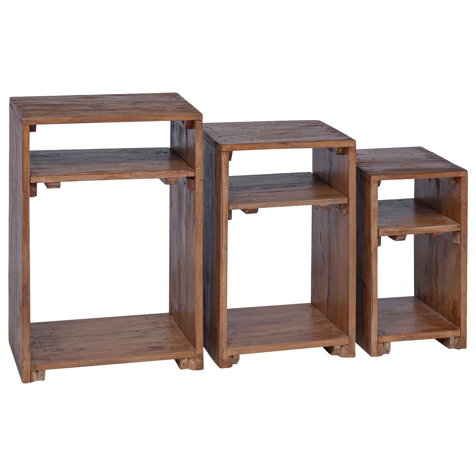Table d'Accent 3 pcs Marron Bois de Mahogany Massif - XIOS