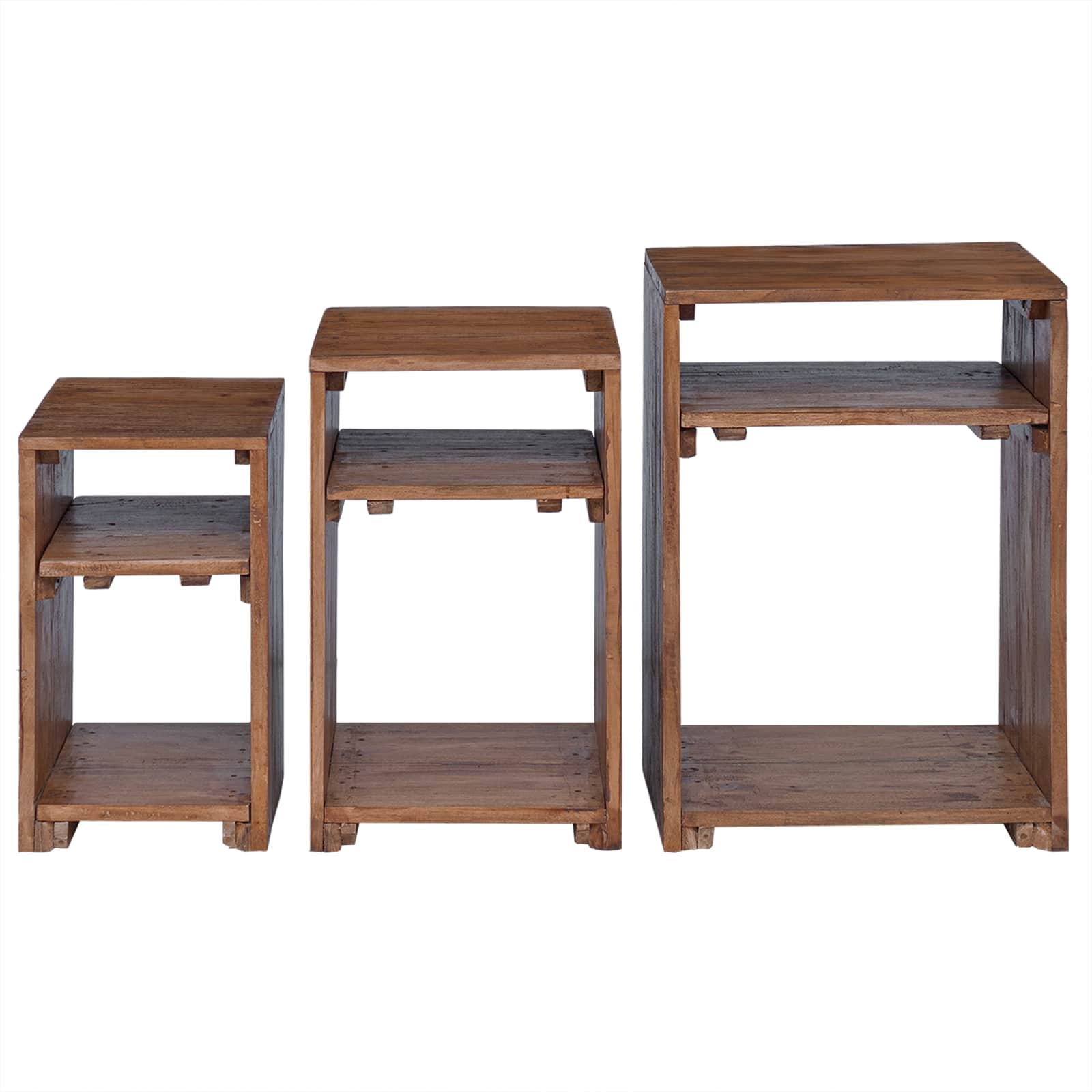 Table d'Accent 3 pcs Marron Bois de Mahogany Massif - XIOS