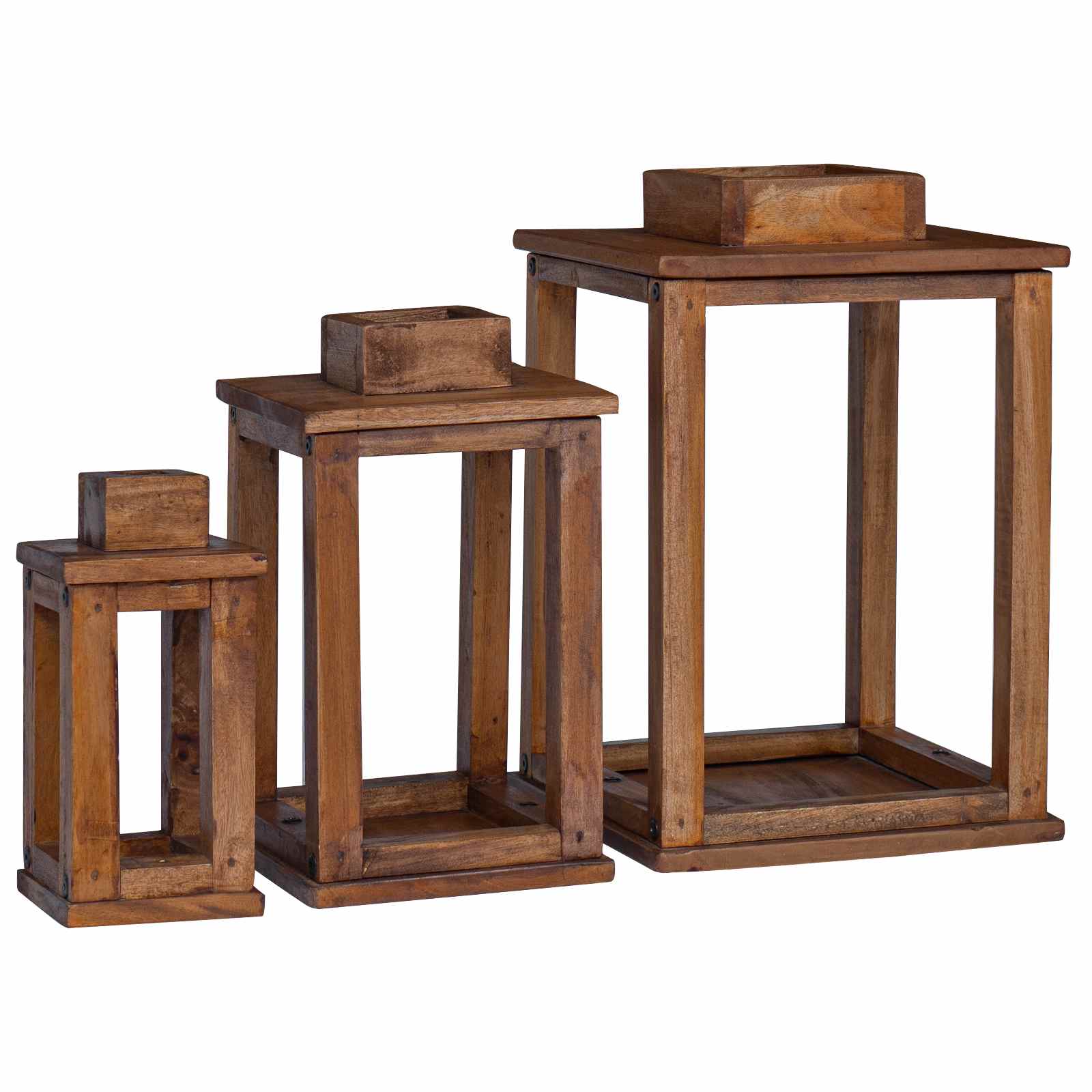 Lanterne 3 pcs Naturel Bois d'Acajou - XIOS