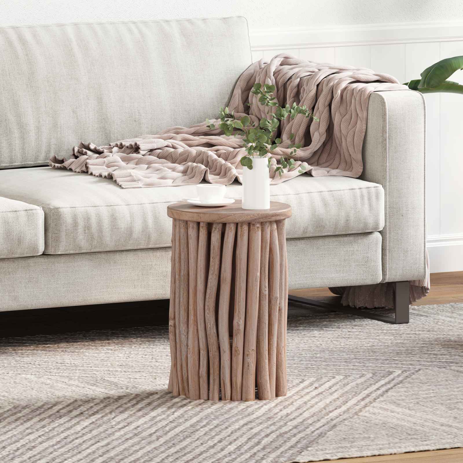 Tabouret Naturel 30 x 30 x 45 cm Bois de teck massif - XIOS