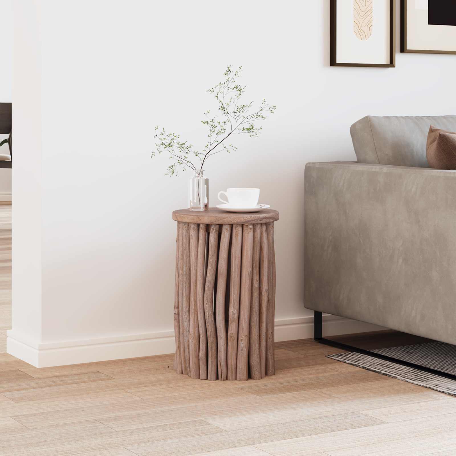 Tabouret Naturel 30 x 30 x 45 cm Bois de teck massif - XIOS