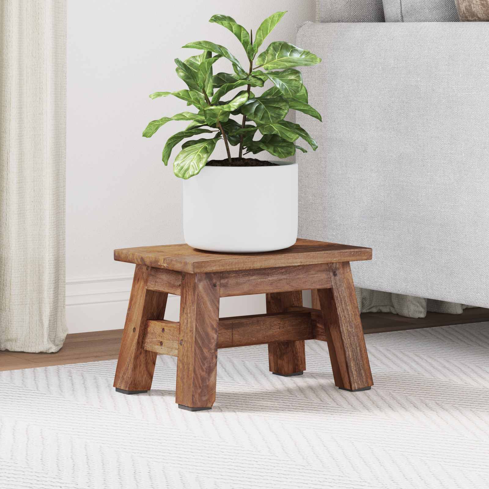 Tabouret Naturel 30 x 20 x 20 cm Bois d'Acajou