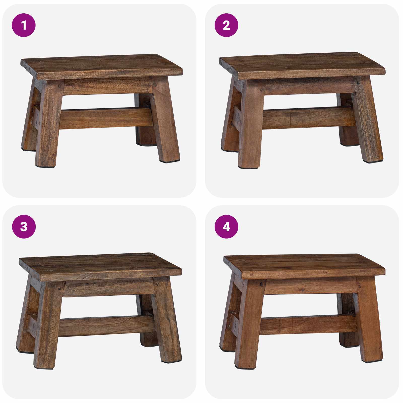 Tabouret Naturel 30 x 20 x 20 cm Bois d'Acajou