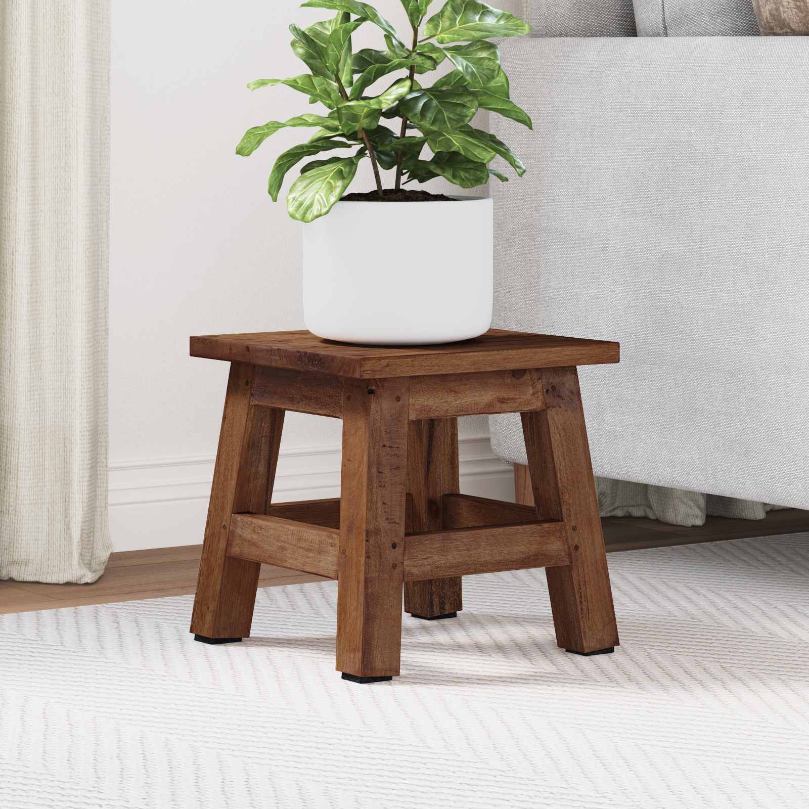 Tabouret Naturel 26 x 26 x 26 cm Bois d'Acajou - XIOS