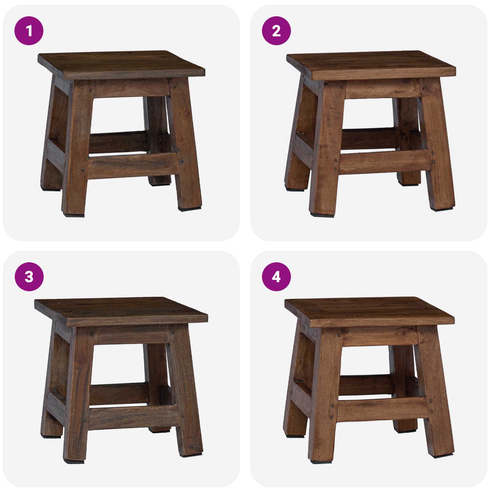 Tabouret Naturel 26 x 26 x 26 cm Bois d'Acajou - XIOS