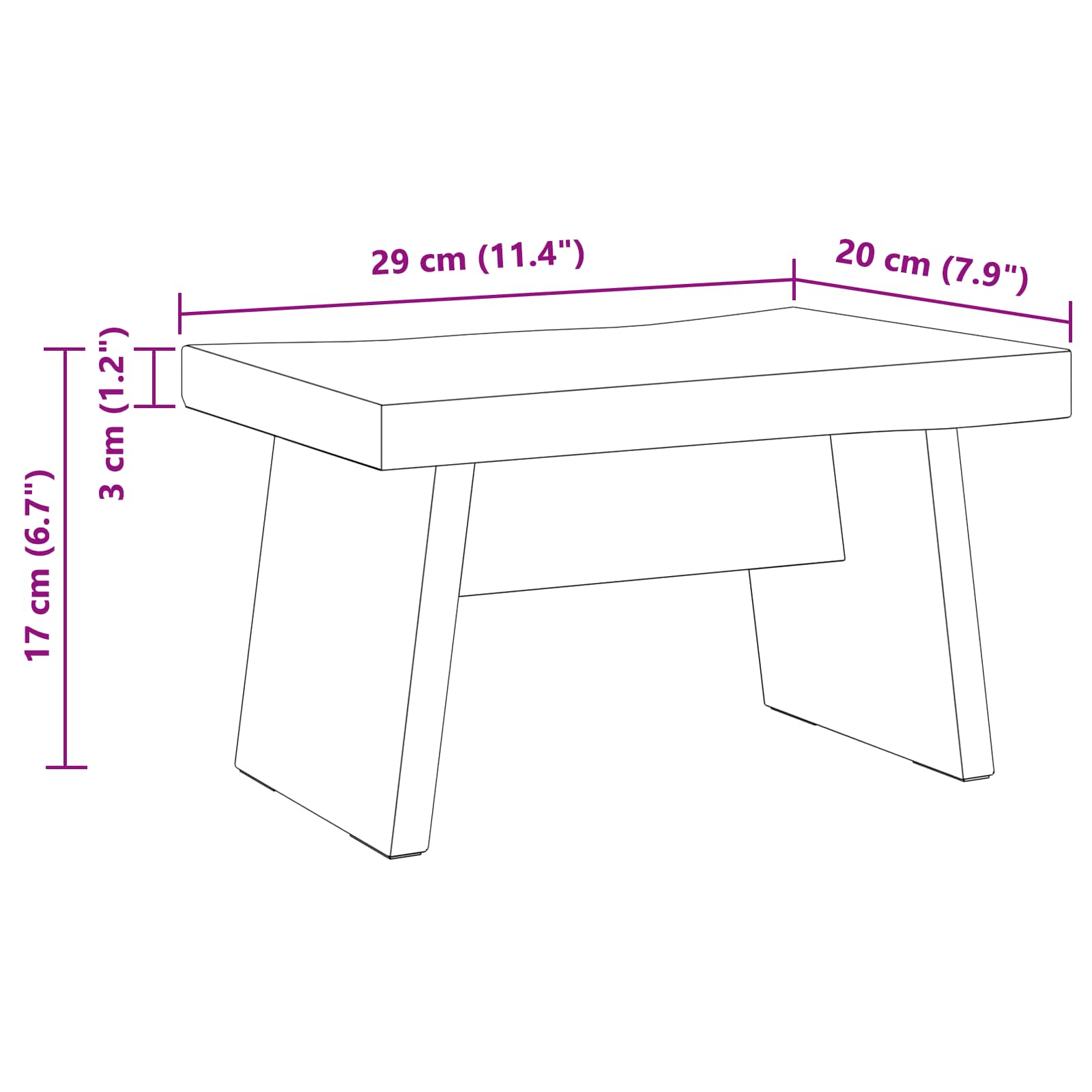 Tabouret Naturel 29 x 20 x 17 cm Bois d'Acajou