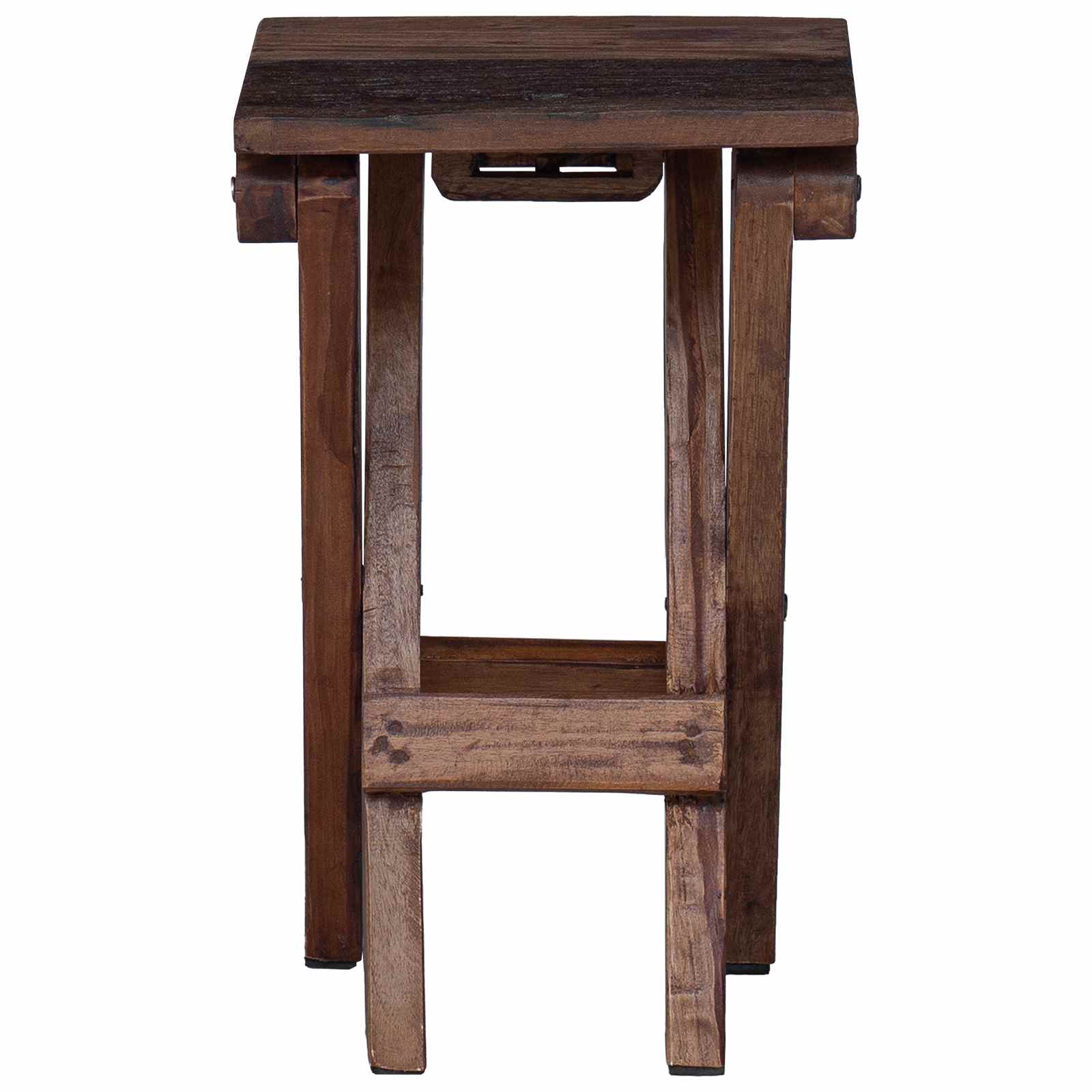 Tabouret Naturel 30 x 30 x 48 cm Bois massif de récupération - XIOS