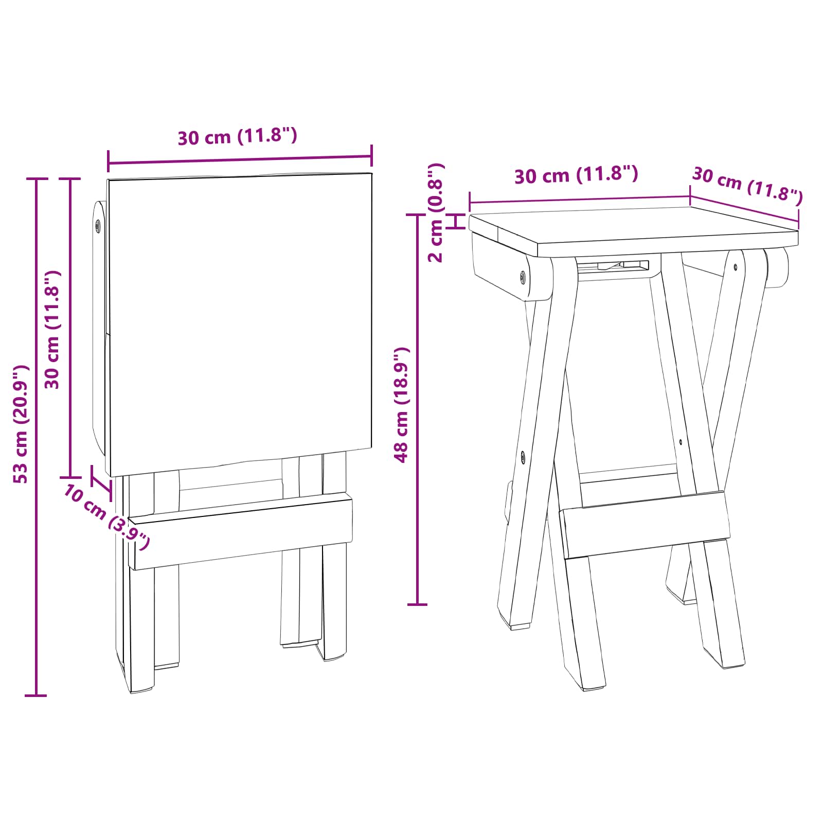 Tabouret Naturel 30 x 30 x 48 cm Bois massif de récupération - XIOS