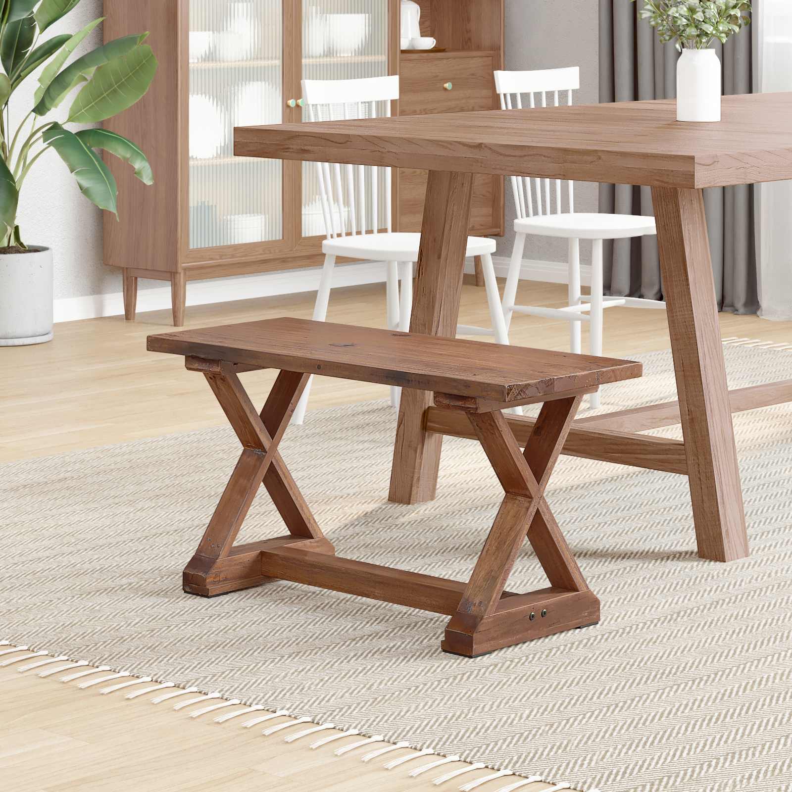 banc Naturel 85 x 35 x 45 cm Bois massif de récupération - XIOS