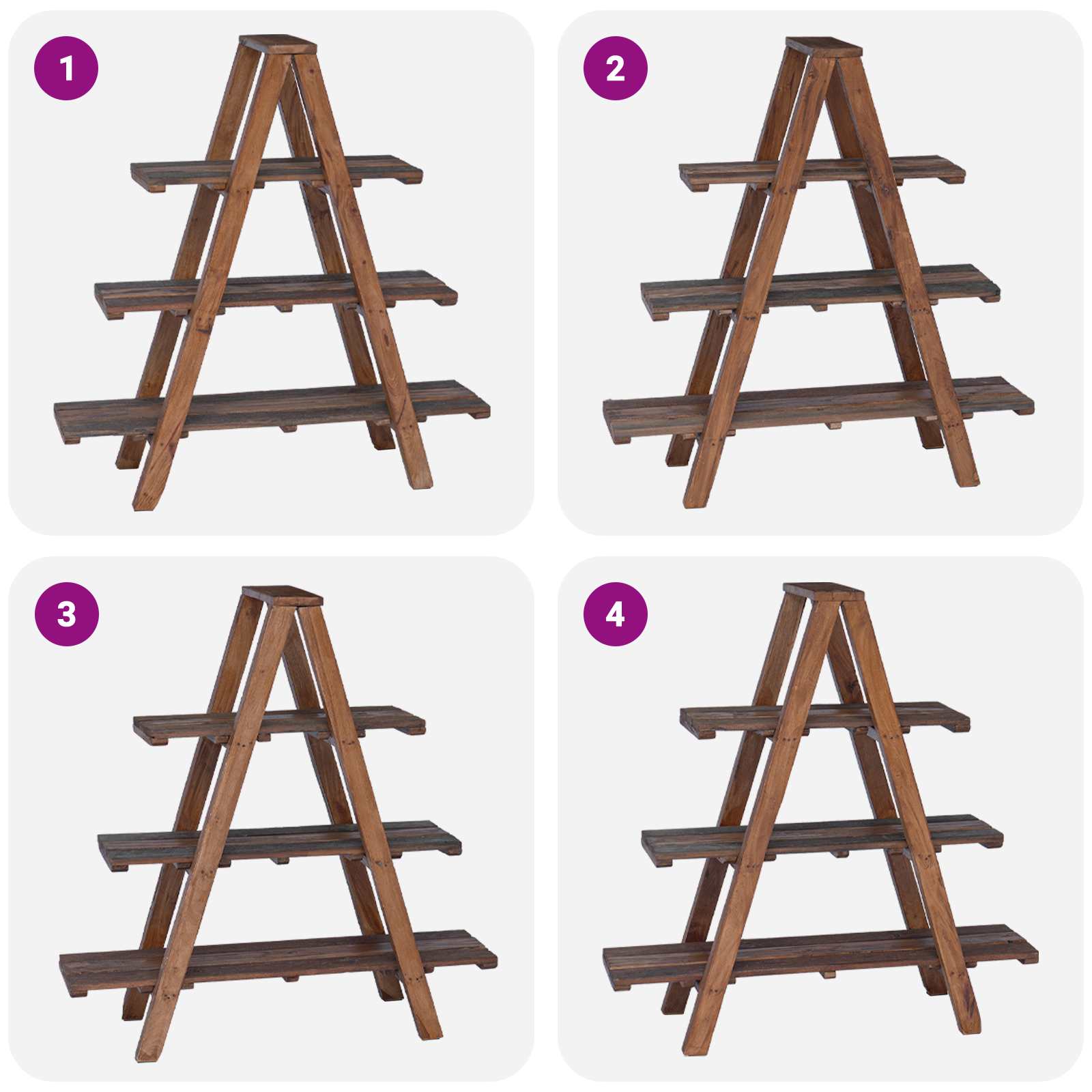 Étagère pliante Marron 79.5 x 35 x 112 cm Bois Recyclé Solide - XIOS