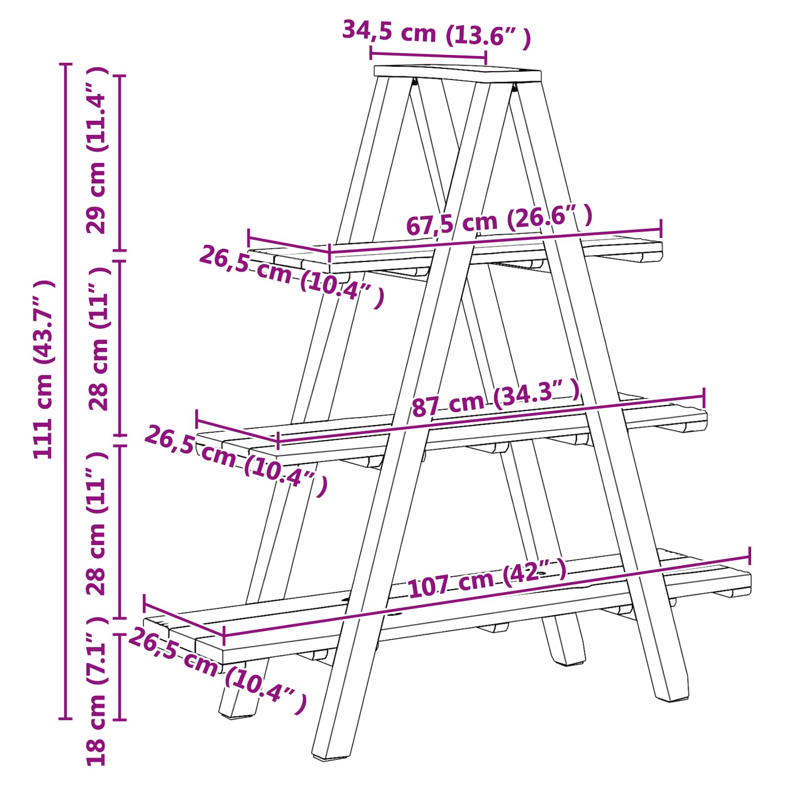 Étagère pliante Marron 79.5 x 35 x 112 cm Bois Recyclé Solide - XIOS
