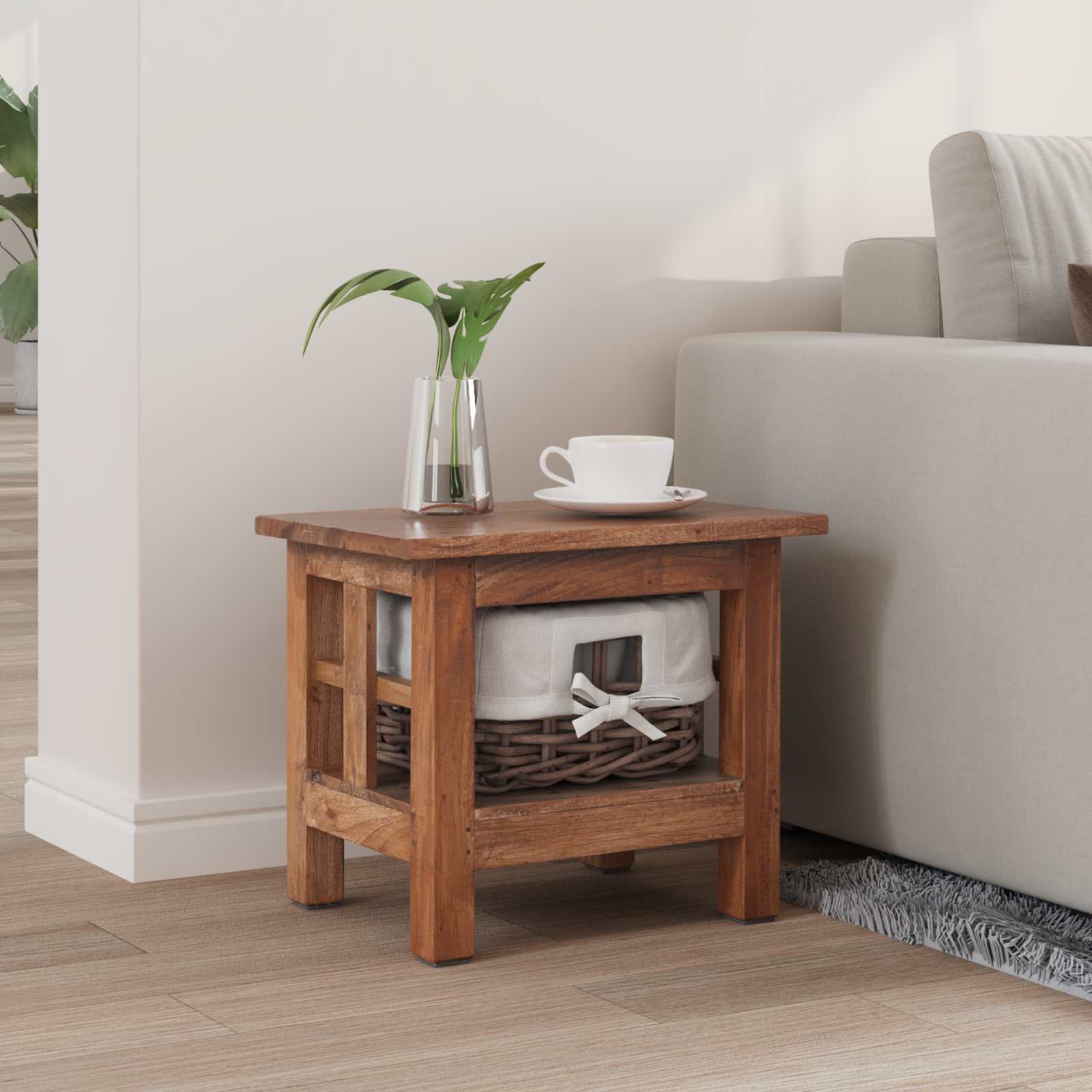 Table d'appoint Marron 38 x 28 x 35 cm Bois massif d'acajou - XIOS