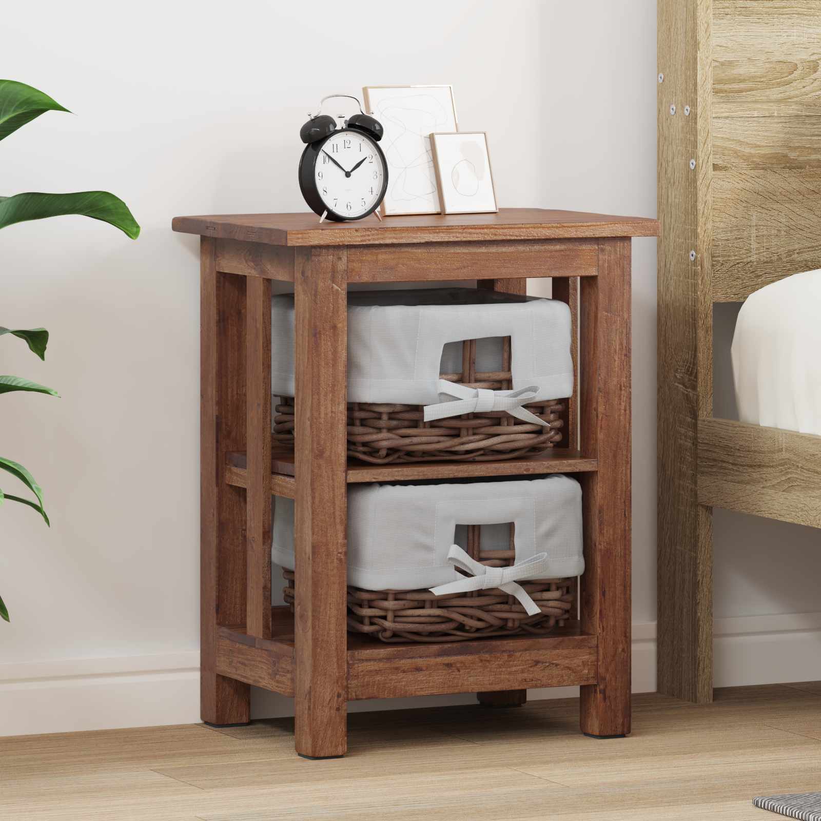 Table d'appoint Marron 38 x 28 x 50 cm Bois massif d'acajou - XIOS