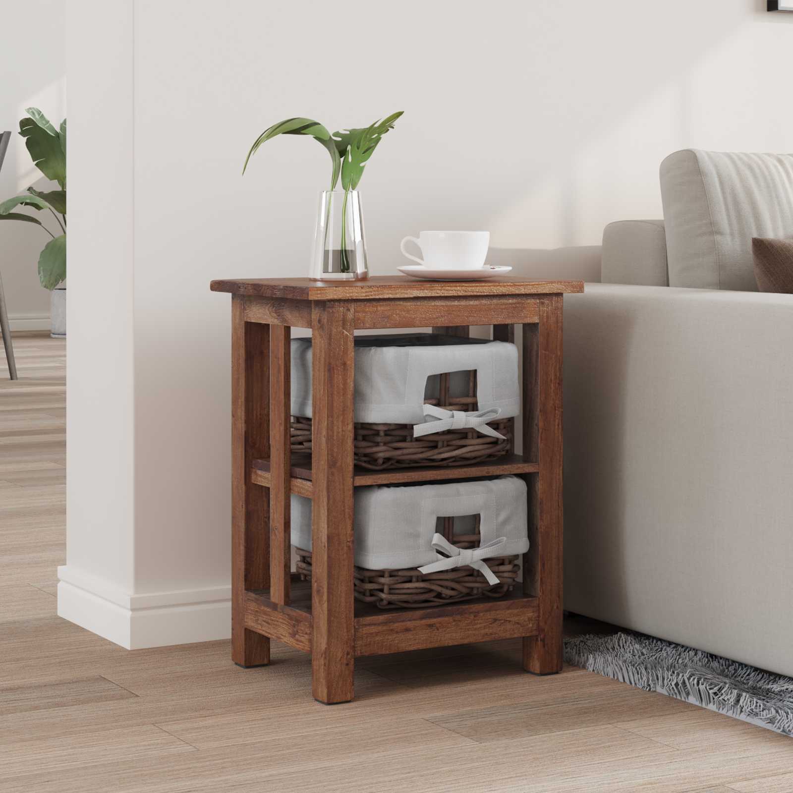 Table d'appoint Marron 38 x 28 x 50 cm Bois massif d'acajou - XIOS