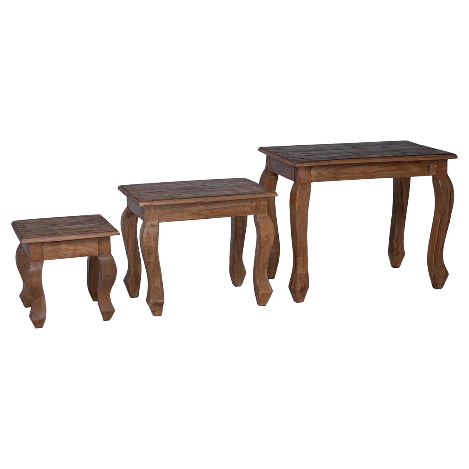 Table Gigogne 3 pcs Marron Bois massif d'acajou - XIOS