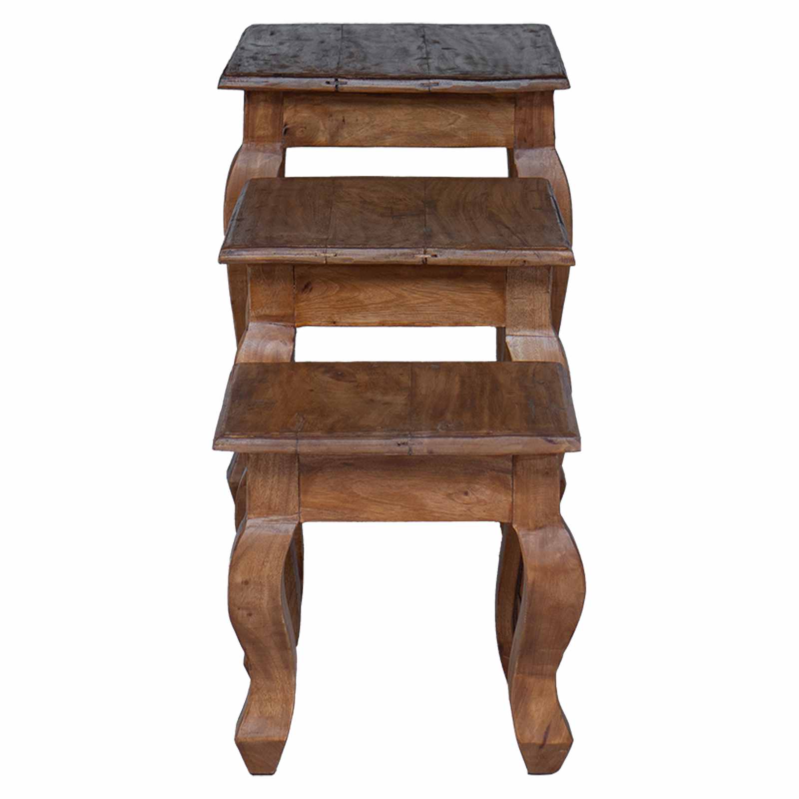Table Gigogne 3 pcs Marron Bois massif d'acajou - XIOS