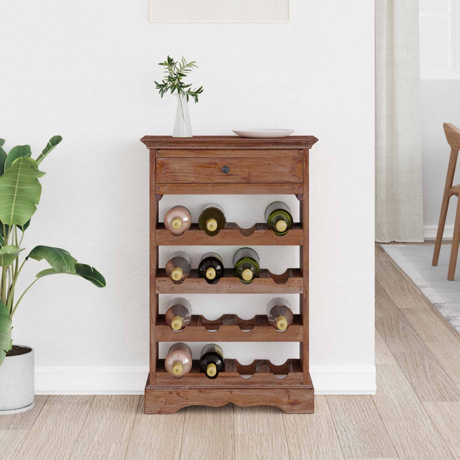 Étagère à vin 55 x 23 x 85 cm Bois de Mahogany Massif - XIOS