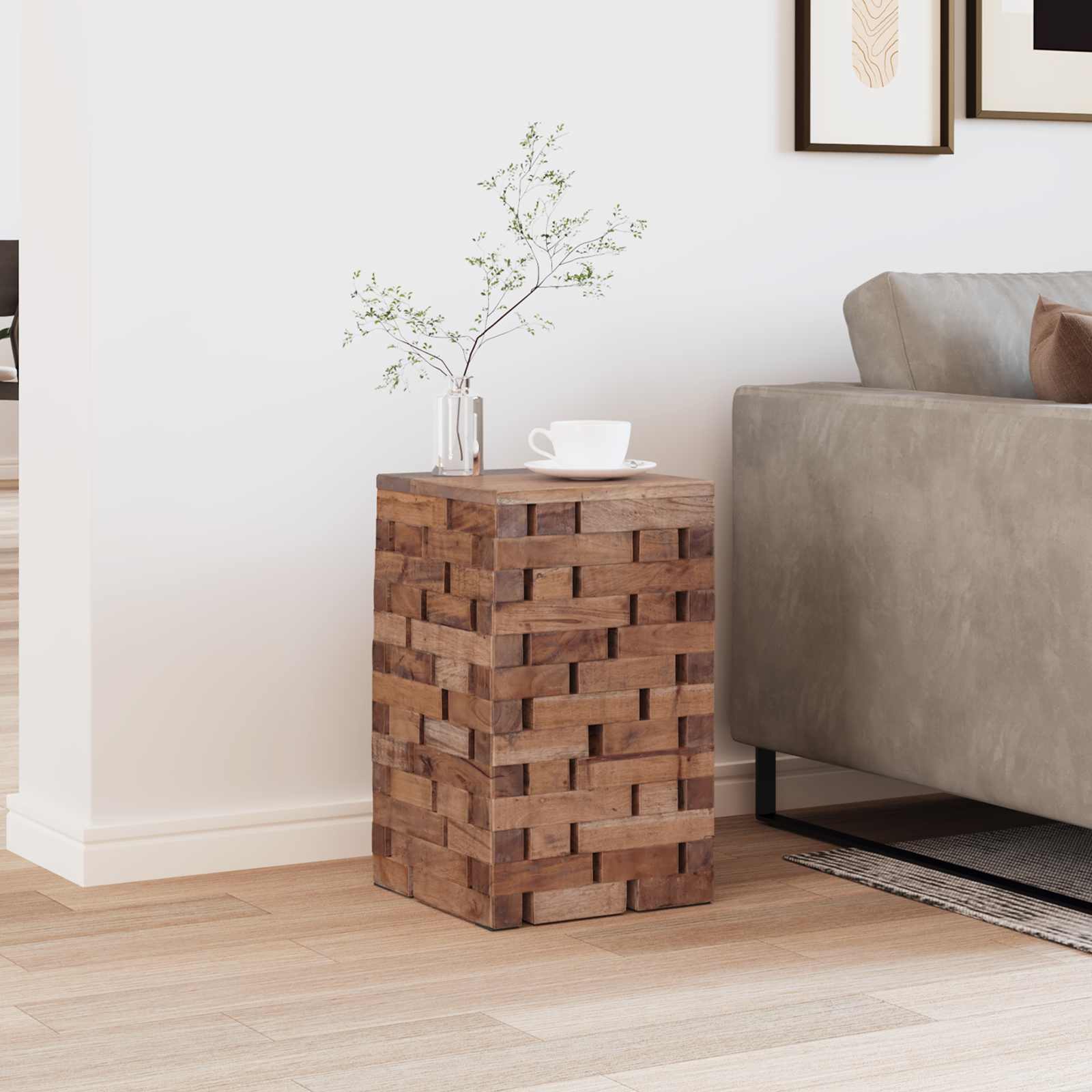 Tabouret Naturel 29 x 29 x 48 cm Bois massif de récupération - XIOS