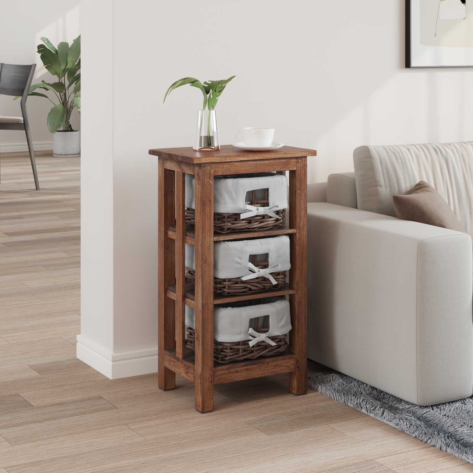 Table d'appoint Marron 38 x 28 x 72 cm Bois massif d'acajou - XIOS