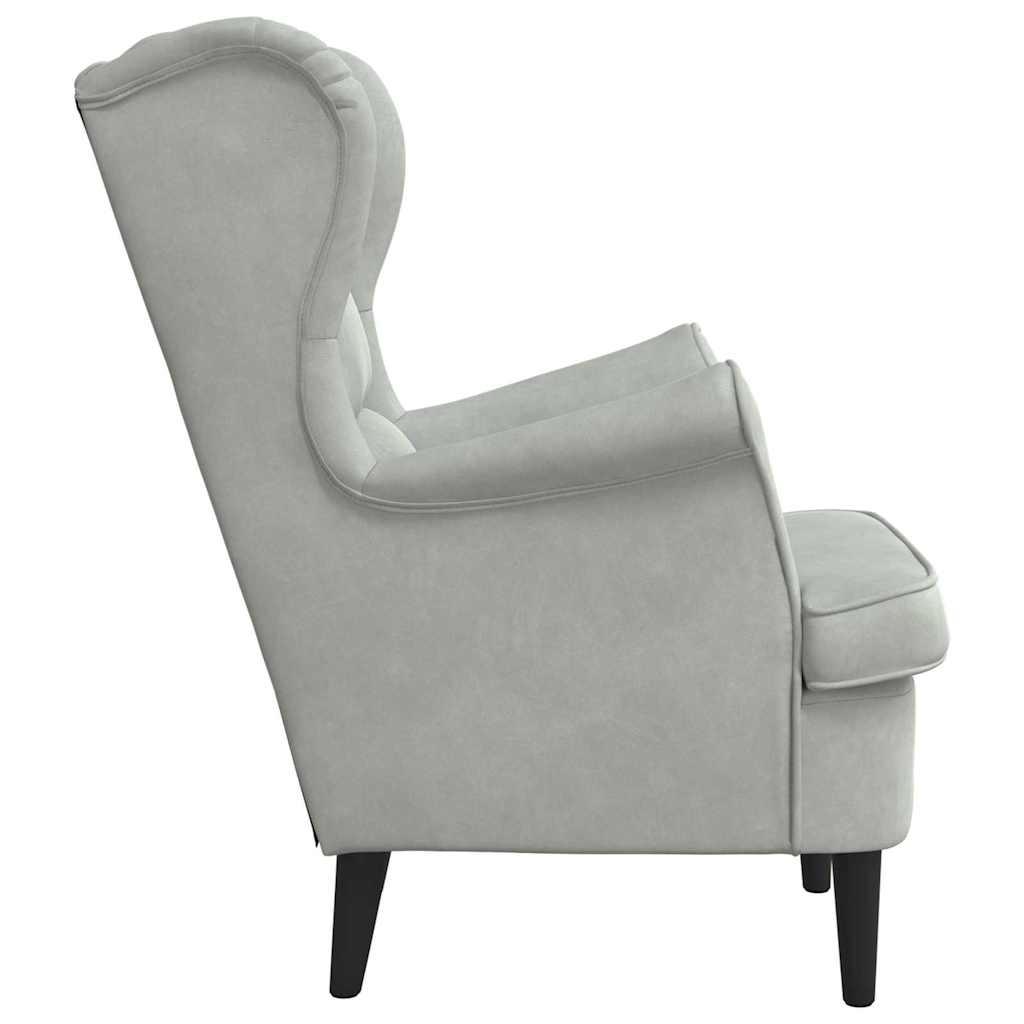 fauteuil Gris clair Velours - XIOS