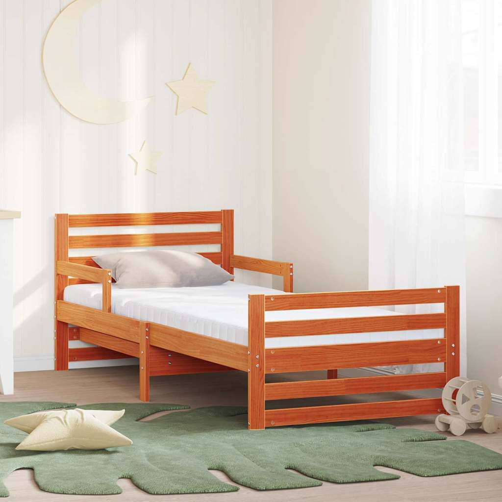 Cadre de lit avec matelas Marron 80 x 200 cm Bois de pin massif - XIOS