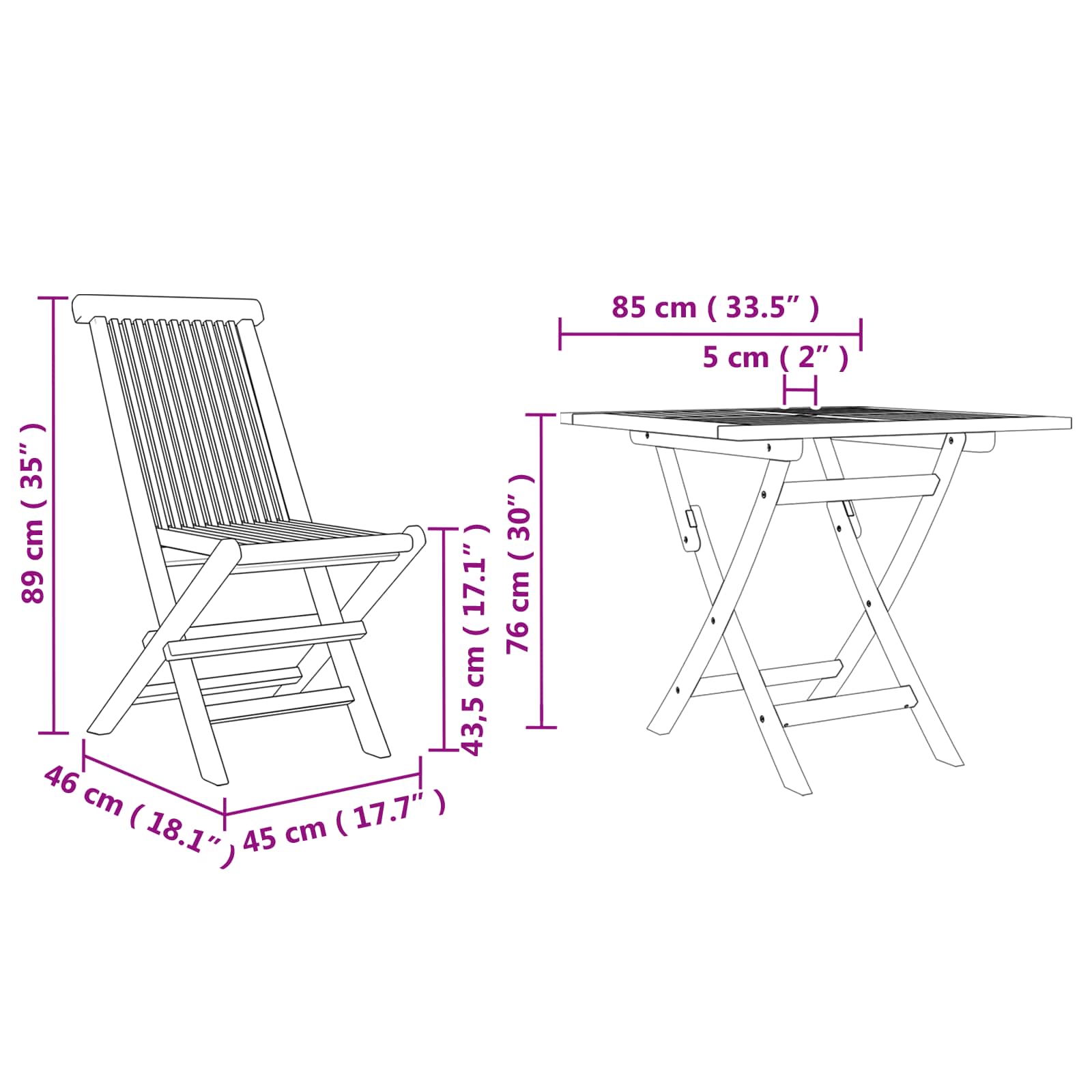 Ensemble de salle à manger pour jardin 3 pc Marron