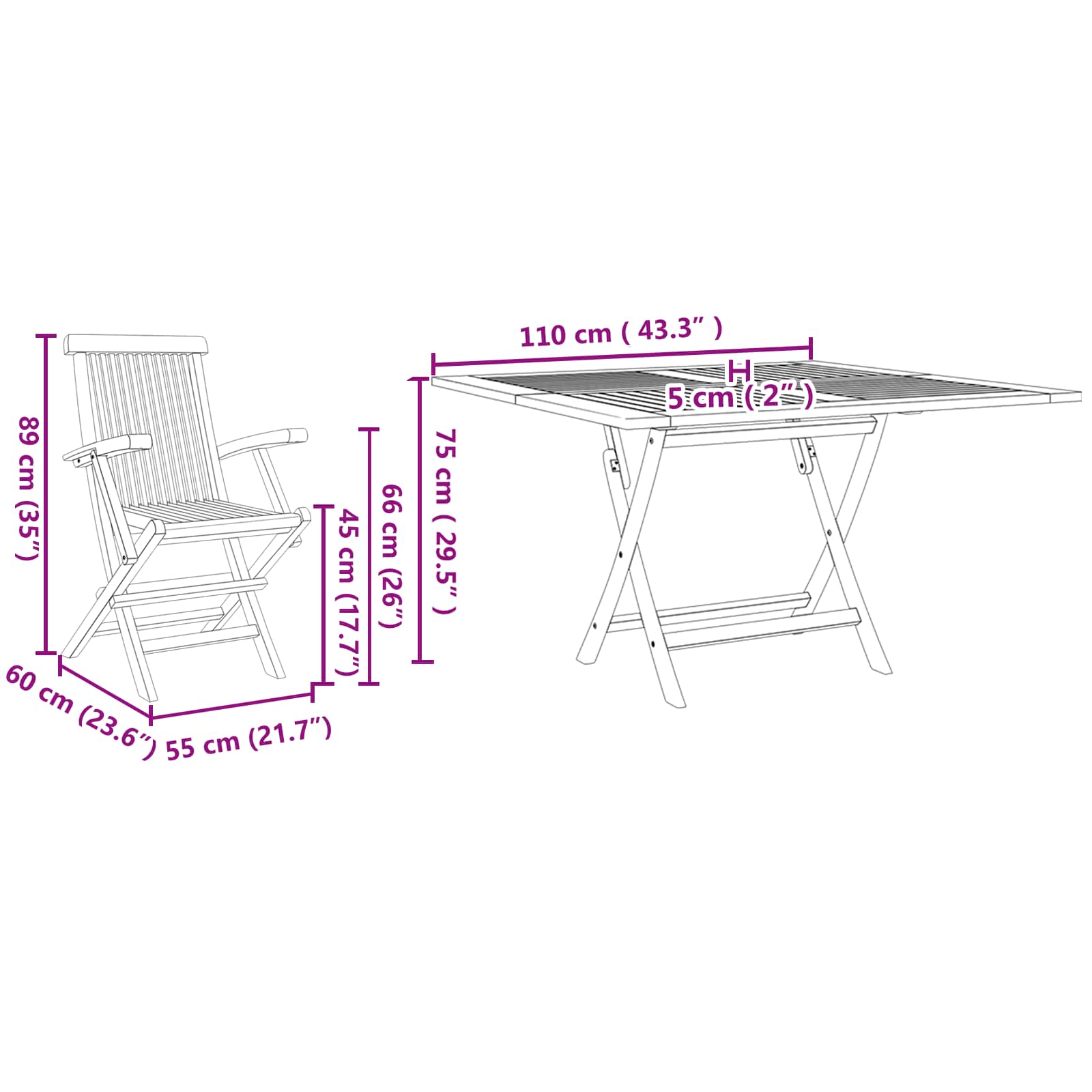 Ensemble de salle à manger pour jardin Marron Teck massif - XIOS