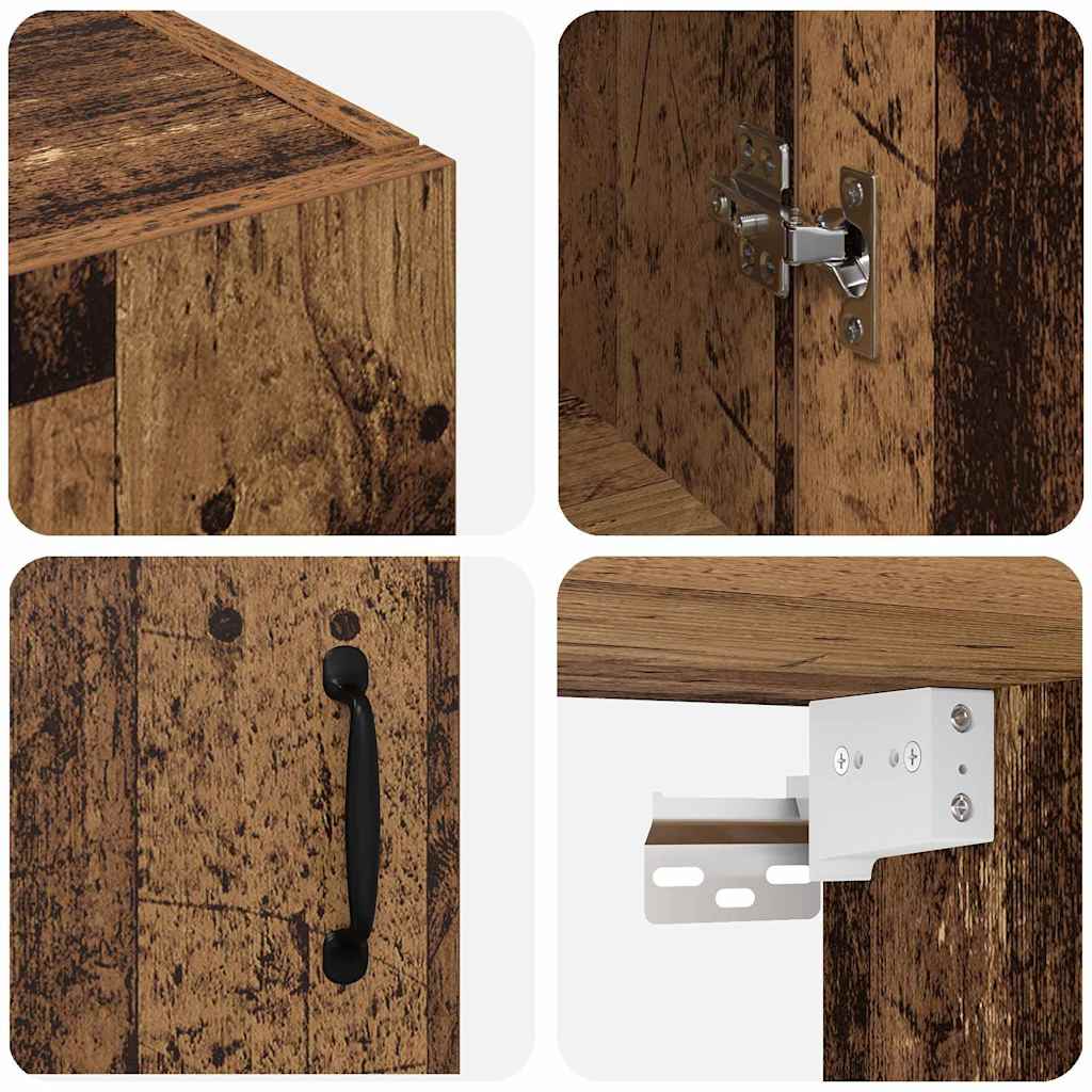 Armoire suspendue Montage mural Bois ancien 69,5 x 34 x 90 cm - XIOS