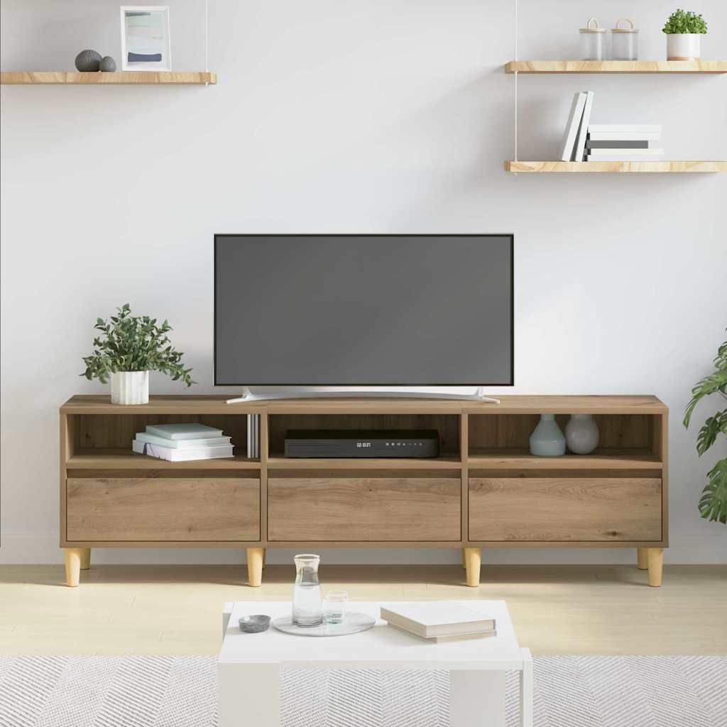 Meuble TV Chêne artisanal 150 x 30 x 45 cm Bois d'ingénierie - XIOS