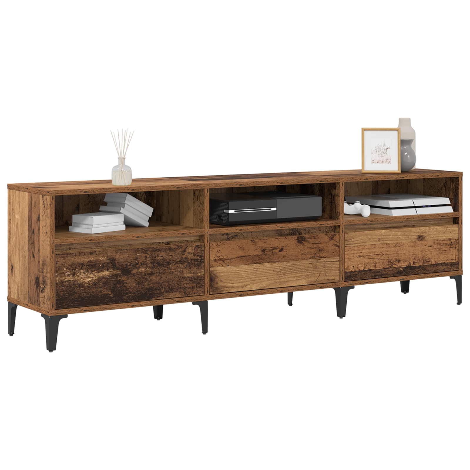 Meuble TV Bois Ancien 150 x 30 x 45 cm Bois d'ingénierie et fer - XIOS