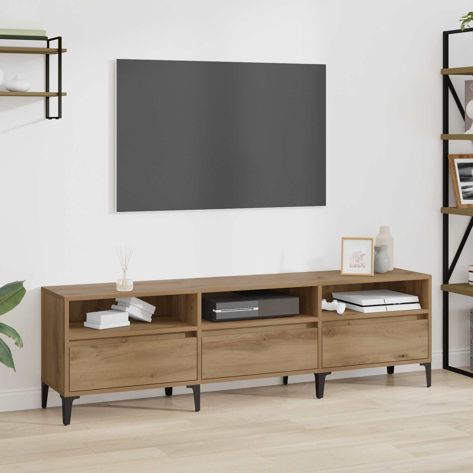 Meuble TV avec tiroir Chêne artisanal 150 x 30 x 45 cm - XIOS