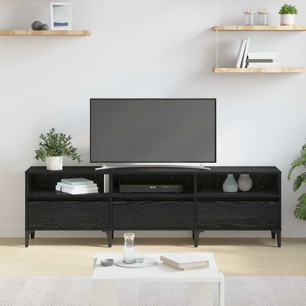 Meuble TV Chêne noir 150 x 30 x 45 cm Bois d'ingénierie et fer - XIOS