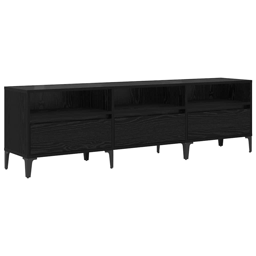 Meuble TV Chêne noir 150 x 30 x 45 cm Bois d'ingénierie et fer - XIOS