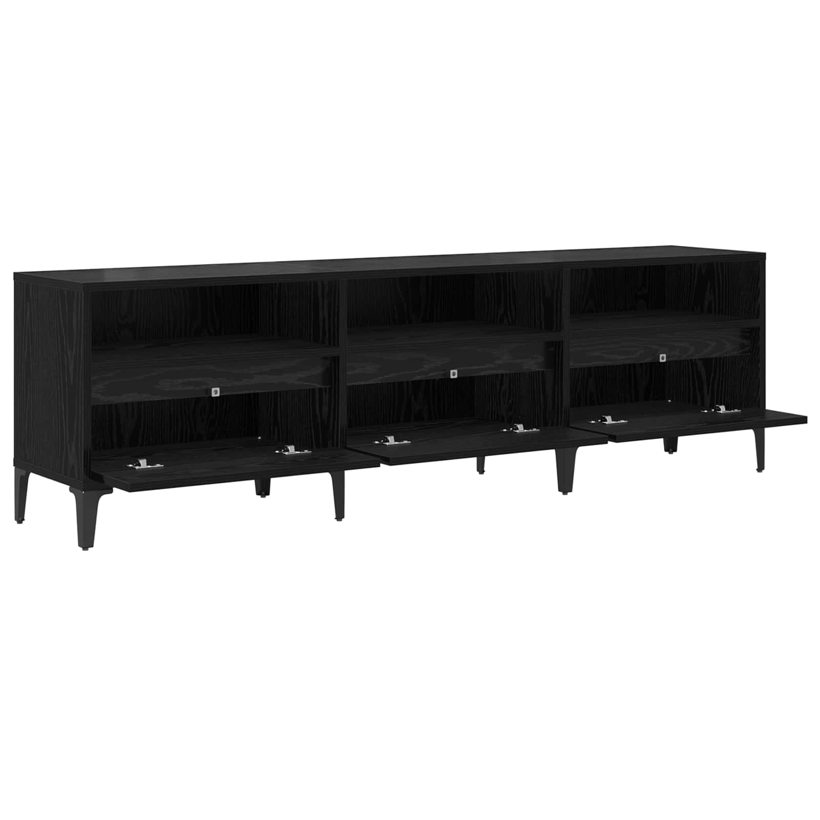 Meuble TV Chêne noir 150 x 30 x 45 cm Bois d'ingénierie et fer - XIOS