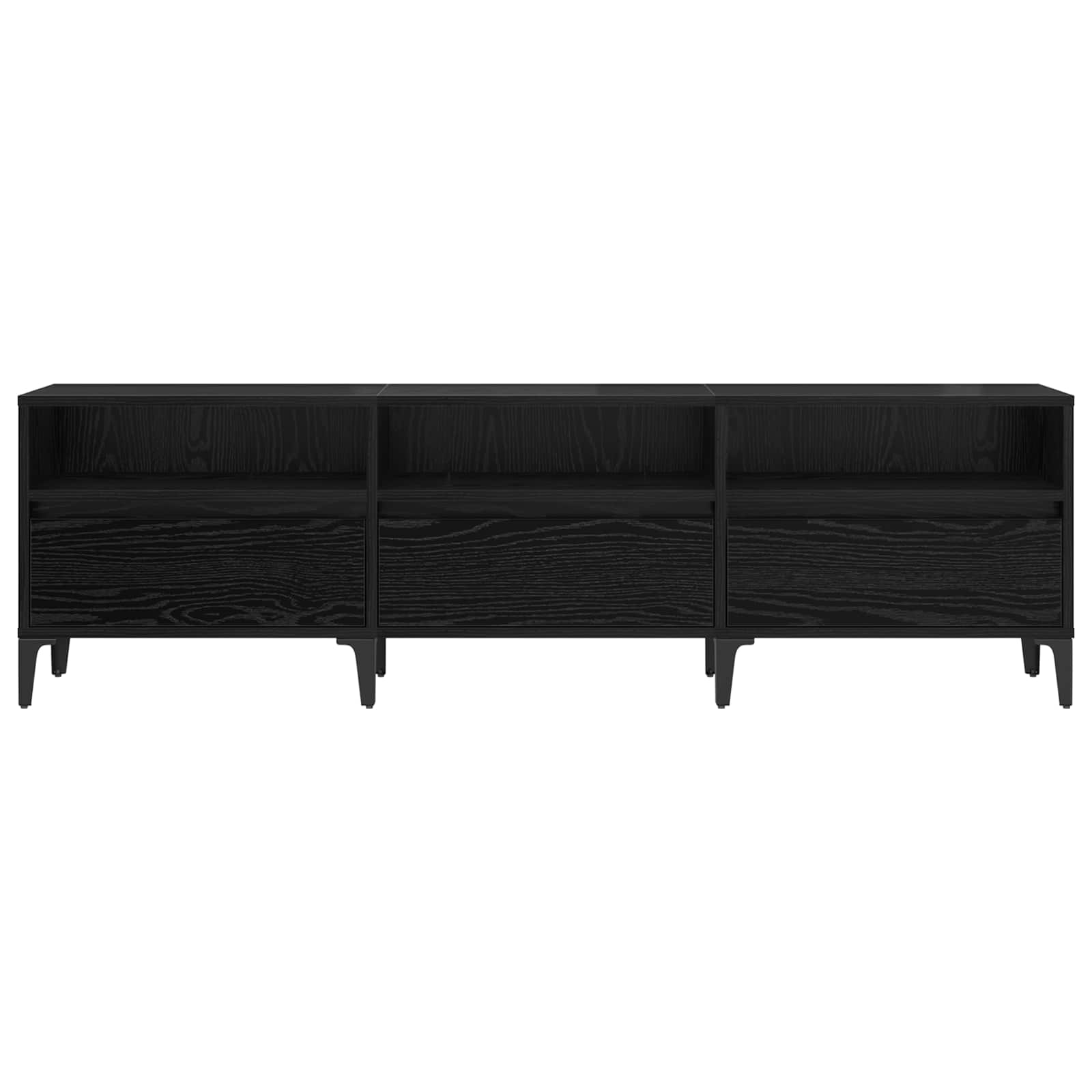 Meuble TV Chêne noir 150 x 30 x 45 cm Bois d'ingénierie et fer - XIOS