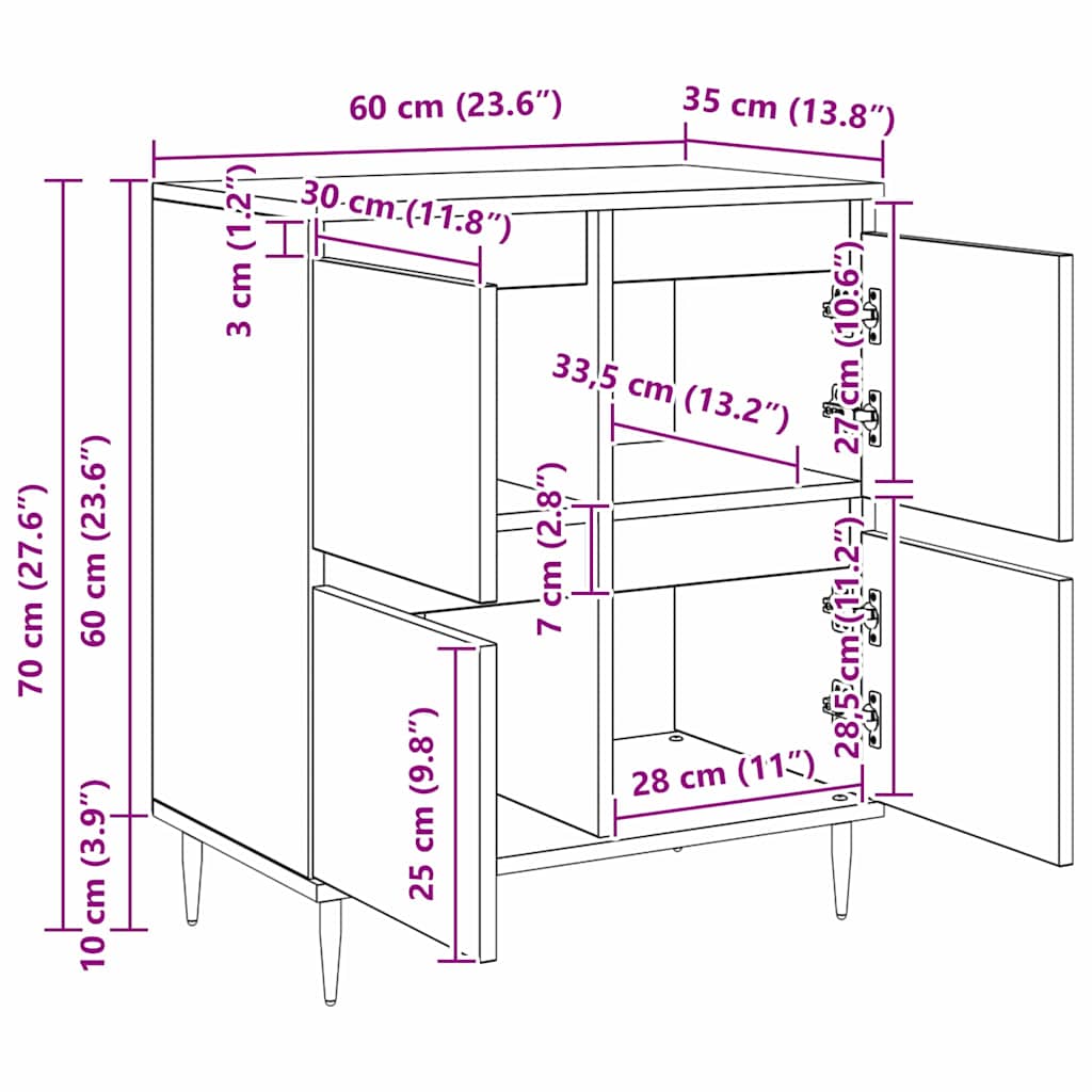 Buffet Bois ancien 60 x 35 x 70 cm - XIOS