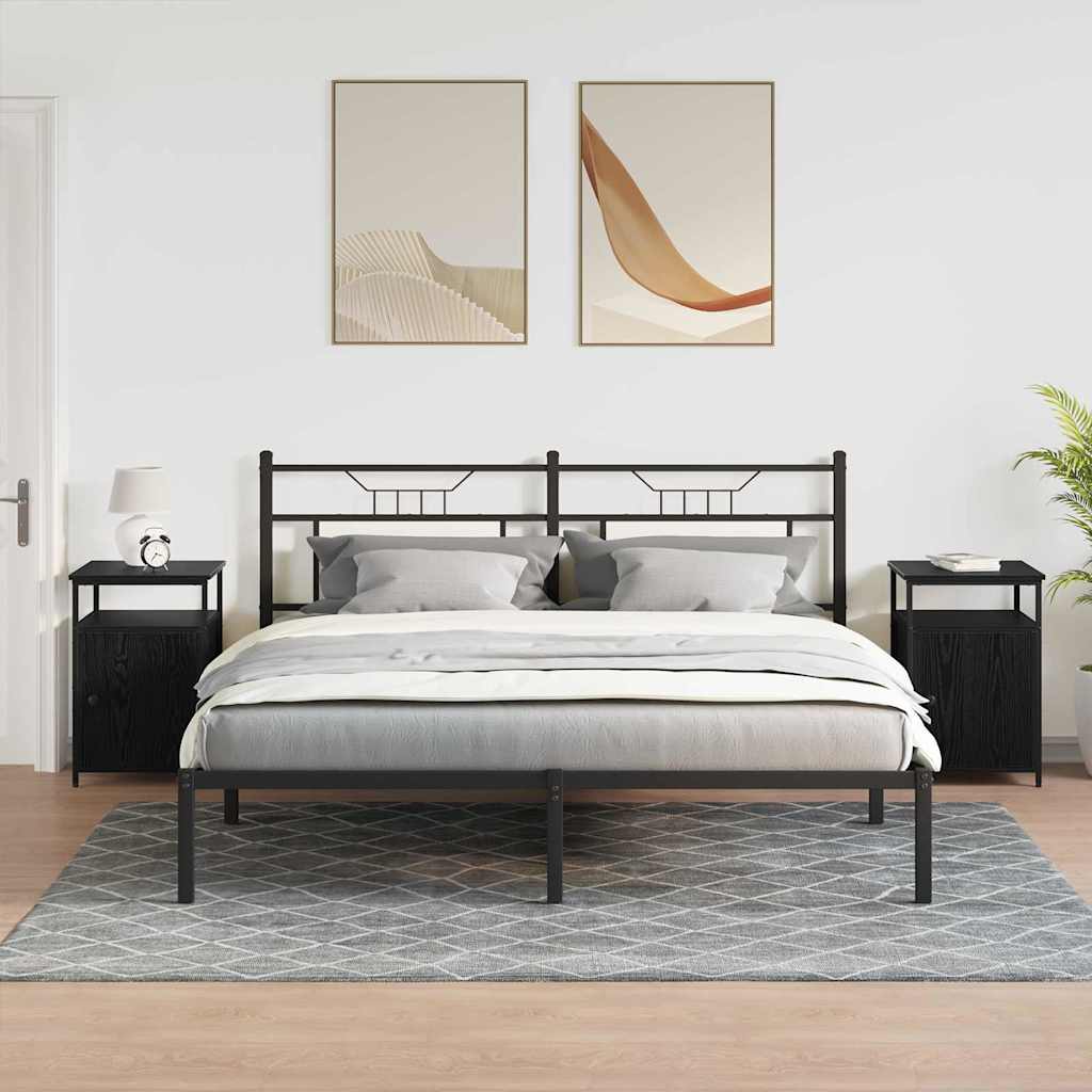 Cabinet de chevet Chêne noir Bois d'ingénierie