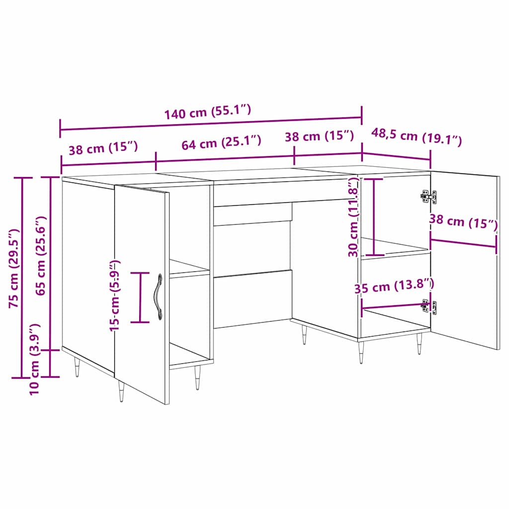Bureau Bois ancien 140 x 50 x 75 cm Bois d'ingénierie - XIOS